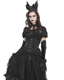 Devil Fashion Womens Long Gothic Velvet & Lace Rose Embellished Opera Gloves