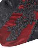 Dark In Love Womens Dark Elegant Gothic Velvet & Lace Applique Blouse Top - Red & Black