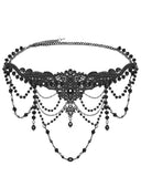 Punk Rave Womens Elegant Gothic Beaded & Chained Lace Crucifix Necklace