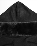 Punk Rave Daily Life Womens Plush & Faux Fur Hooded Winter Cloak - Black