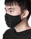 Punk Rave Gothic Face Mask - Black With Corset Lacing