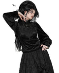 Dark In Love Womens Gothic Baroque Jacquard Velvet Lace Applique Blouse Top