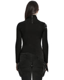 Punk Rave Daily Life Womens Asymmetric Apocalyptic Spliced Mesh Top