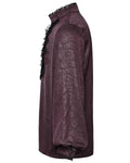 Punk Rave Mens Gothic Embossed Print Lace-Up Pirate Shirt - Red