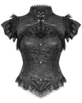 Dark In Love Womens Gothic Jacquard & Lace Keyhole Blouse Top