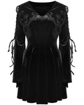 Punk Rave Womens Gothic Velvet Mini Dress With Oversize Embellished Collar - Black