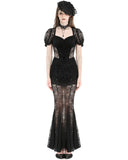 Dark In Love Long Elegant Gothic Sexy Burlesque Sheer Lace Mermaid Dress