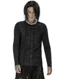 Punk Rave Mens Dark Dystopian Gothic Sectional Broken Knit Top