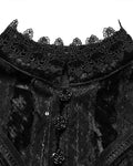 Punk Rave Daily Life Womens Long Gothic Crushed Velvet & Lace Bolero Cape - Black