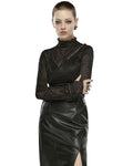 Punk Rave Daily Life Womens Asymmetric Spliced Gothic Spiderweb Top