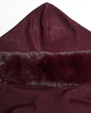 Punk Rave Daily Life Womens Plush & Faux Fur Hooded Winter Cloak - Red