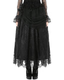 Dark In Love Womens Long Gothic Pleated Tulle Layered Floral Maxi Skirt