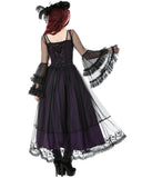 Dark In Love Womens Long Gothic Layered Maxi Dress - Purple & Black