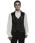 Punk Rave Mens Dark Victorian Gothic Damask Jacquard Waistcoat Vest - Black