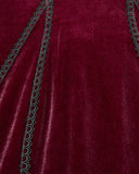 Punk Rave Daily Life Womens Long Gothic Velvet Applique Maxi Dress - Red