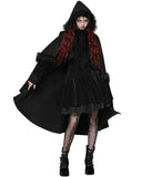 Dark In Love Womens Gothic Lolita Faux Fur Trim Hooded Cloak