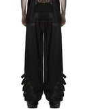 Punk Rave Mens Dark Gothic Cyberpunk Wide-Leg Strapping Pants