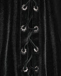 Punk Rave Womens Long Gothic Rose Lace Up Velvet Fishtail Skirt - Black & Red