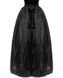 Eva Lady Long Baroque Gothic Flocked Velvet & Lace Bustle Maxi Skirt