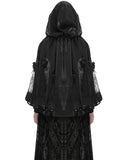 Devil Fashion Womens Gothic Sateen Hooded Cape - Black