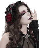 Devil Fashion Womens Gothic Lolita Rose Embellished Fascinator Headpiece - Black & Red