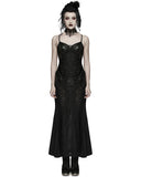 Punk Rave Womens Long Elegant Gothic Lace Inset Applique Maxi Dress