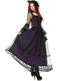Dark In Love Womens Long Gothic Layered Maxi Dress - Purple & Black