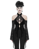 Devil Fashion Womens Gothic Pentagram Damask Velvet Blouse Top