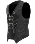 Devil Fashion Mens Gothic Vampire Chained Crucifix Jacquard Waistcoat Vest