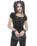 Devil Fashion Womens Dark Punk Chained T-Shirt Top