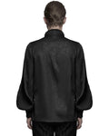 Punk Rave Mens Gothic Embossed Print Lace-Up Pirate Shirt - Black