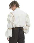 Devil Fashion Mens Embellished Steampunk Pirate Shirt - Vintage Off-White