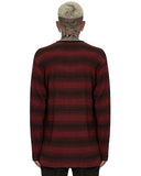 Punk Rave Mens Dark Punk Striped Knit Sweater Top - Black & Red