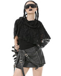Dark In Love Womens Shredded Apocalyptic Punk Hooded Capelet Shrug
