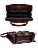 Penny Dreadful Womens Steampunk Clock Handbag Shoulder Bag Brown Faux Leather