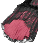 Dark In Love Womens Elegant Gothic Velvet Embroidered Mermaid Skirt - Black & Red