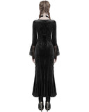 Punk Rave Daily Life Womens Long Gothic Velvet Applique Maxi Dress - Black