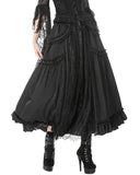 Dark In Love Womens Baroque Gothic Lace Layered Maxi Skirt - Black
