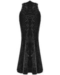 Punk Rave Daily Life Womens Long Gothic Velvet Applique Maxi Skirt - Black