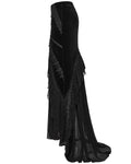 Punk Rave Womens Long Gothic Velvet, Lace & Mesh Fishtail Skirt