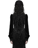 Punk Rave Womens Elegant Gothic Striped Velvet & Lace Applique Blouse Top - Black