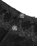 Devil Fashion Mens Regency Gothic Embellished Corduroy Dress Pants - Black