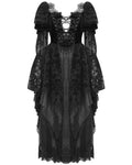 Eva Lady Womens Long Dark Gothic Velvet Lace Up Ball Gown Maxi Dress - Black