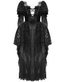 Eva Lady Womens Long Dark Gothic Velvet Lace Up Ball Gown Maxi Dress - Black