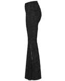 Punk Rave Daily Life Womens Apocalyptic Gothic Shredded Jacquard & Lace Flared Leggings