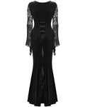 Punk Rave Womens Long Gothic Velvet & Lace Applique Maxi Dress - Black