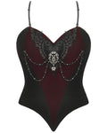 Dark In Love Womens Baroque Gothic Heart Velvet Corset Top - Red & Black
