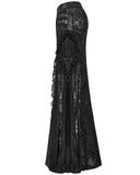 Punk Rave Long Textured Floral Tribute Casket Maxi Skirt - Black