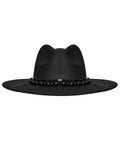 Punk Rave Daily Life Womens Gothic Beaded Wide Brim Fedora Hat - Black