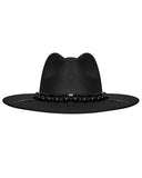 Punk Rave Daily Life Womens Gothic Beaded Wide Brim Fedora Hat - Black